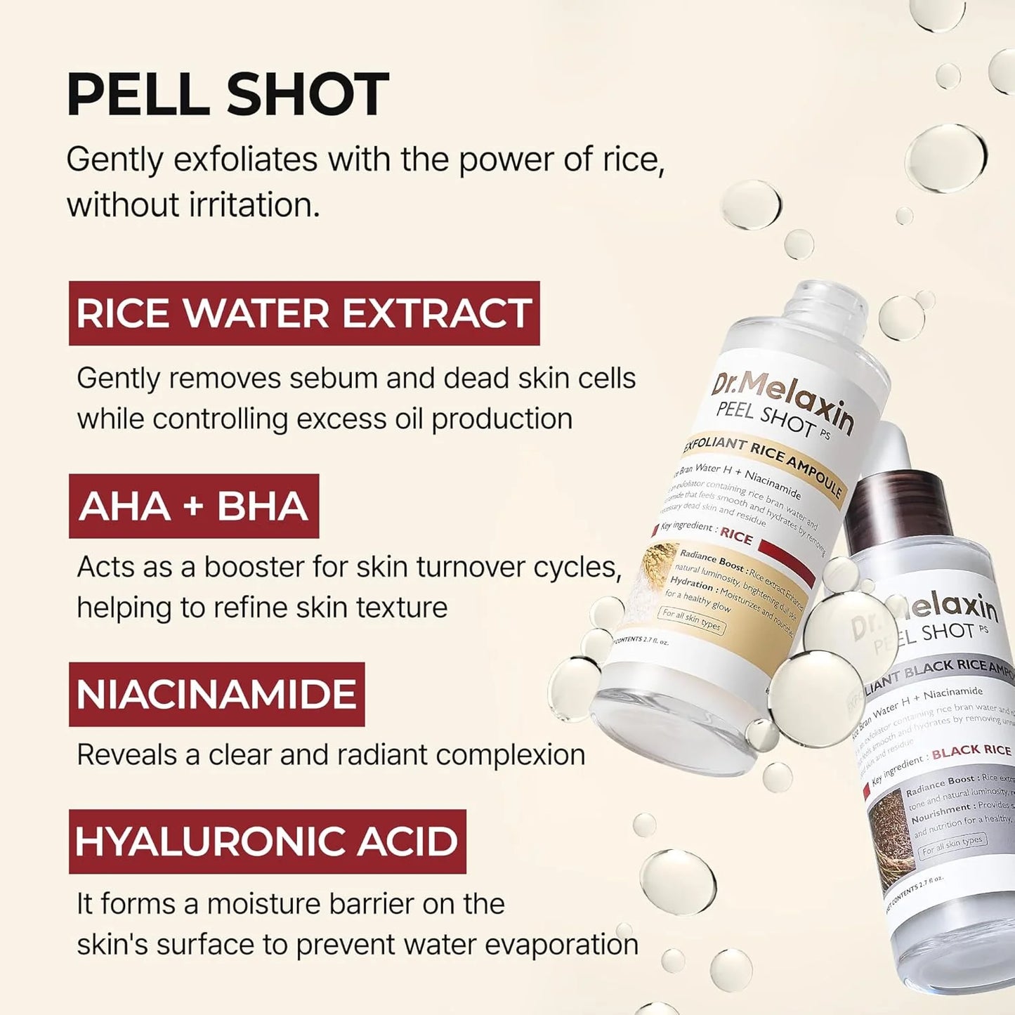 Dr. Melaxin Peel Shot rice and black rice ampoules
