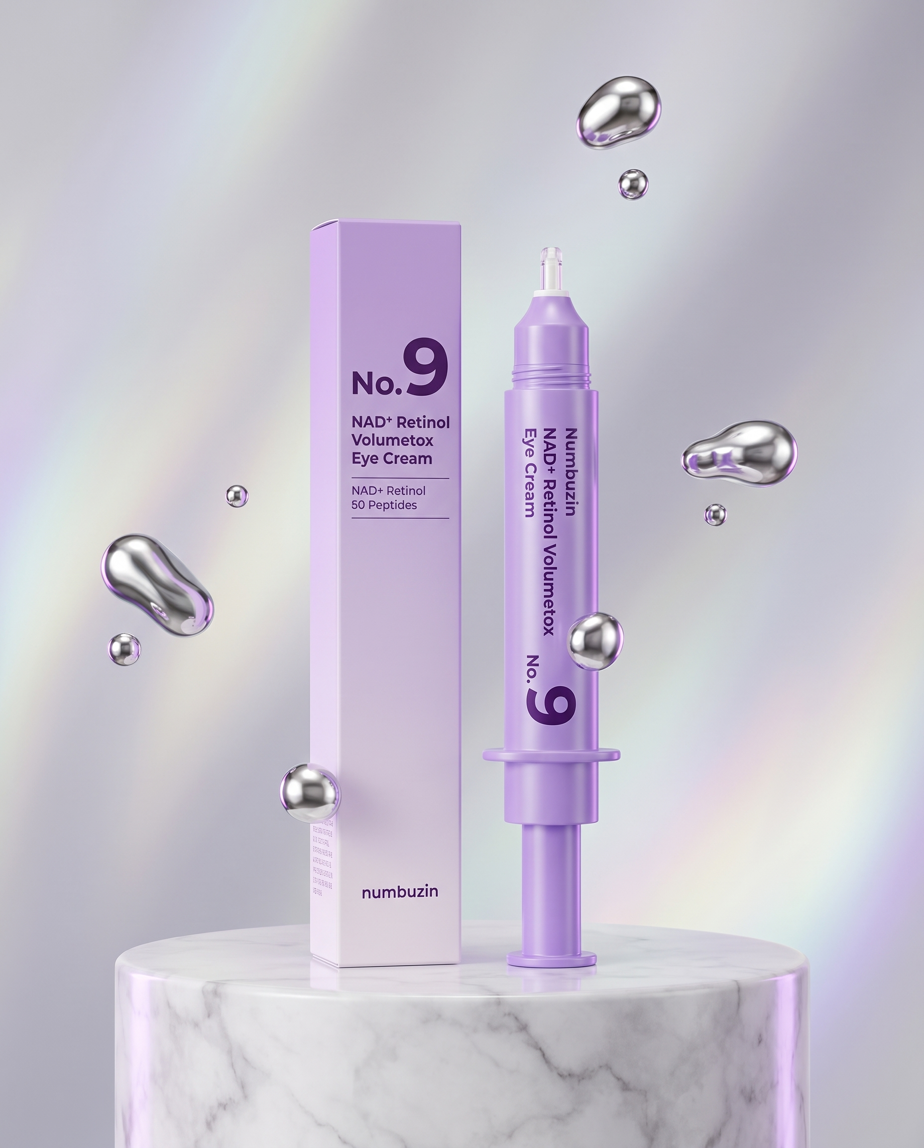 Numbuzin No.9 Eye Cream on marble podium