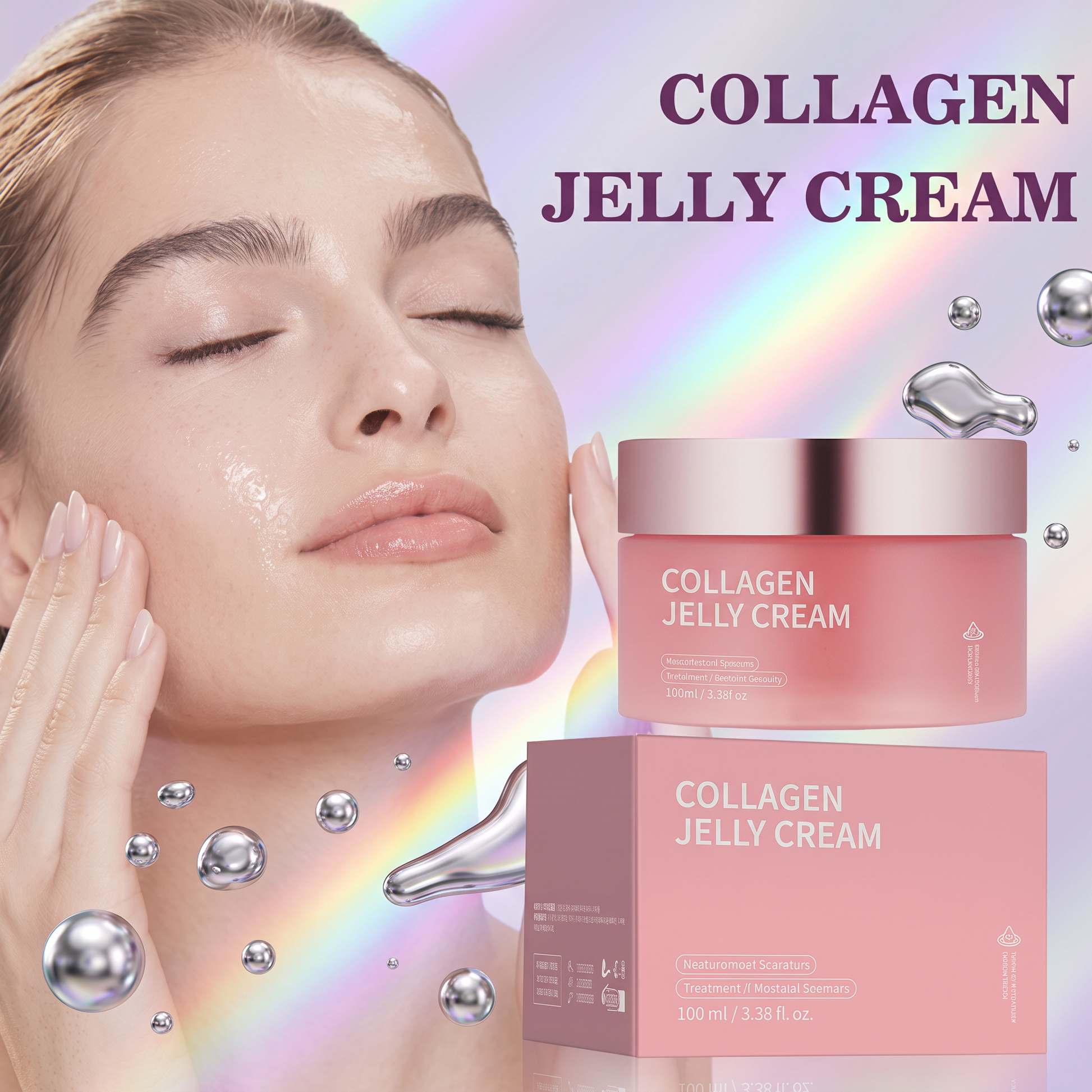Collagen Jelly Firming Face Cream applied to skin for a firm glowing complexion